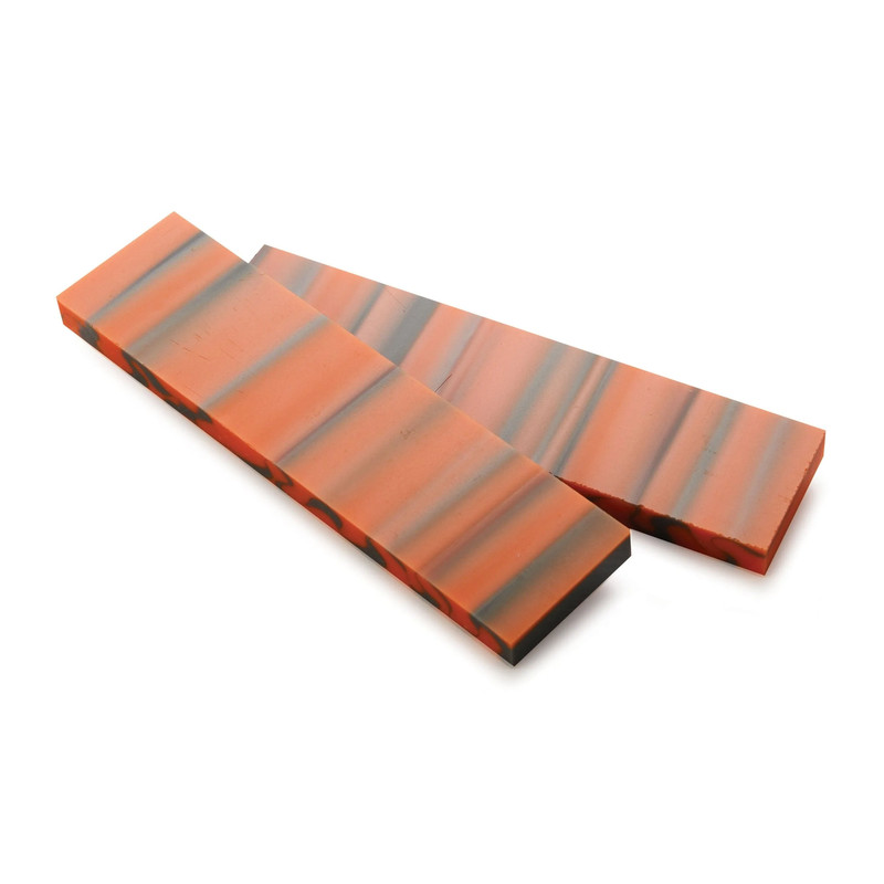 Acrylic Knife Scales -  3/8" x 1-1/2" x 6" - Orange & Gray - Pair